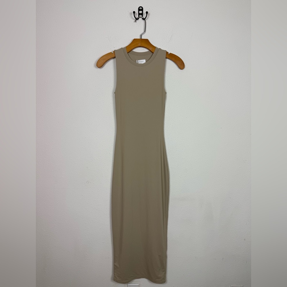 MESHKI Jill Sleeveless Tank Midi Dress Taupe XXS NWT